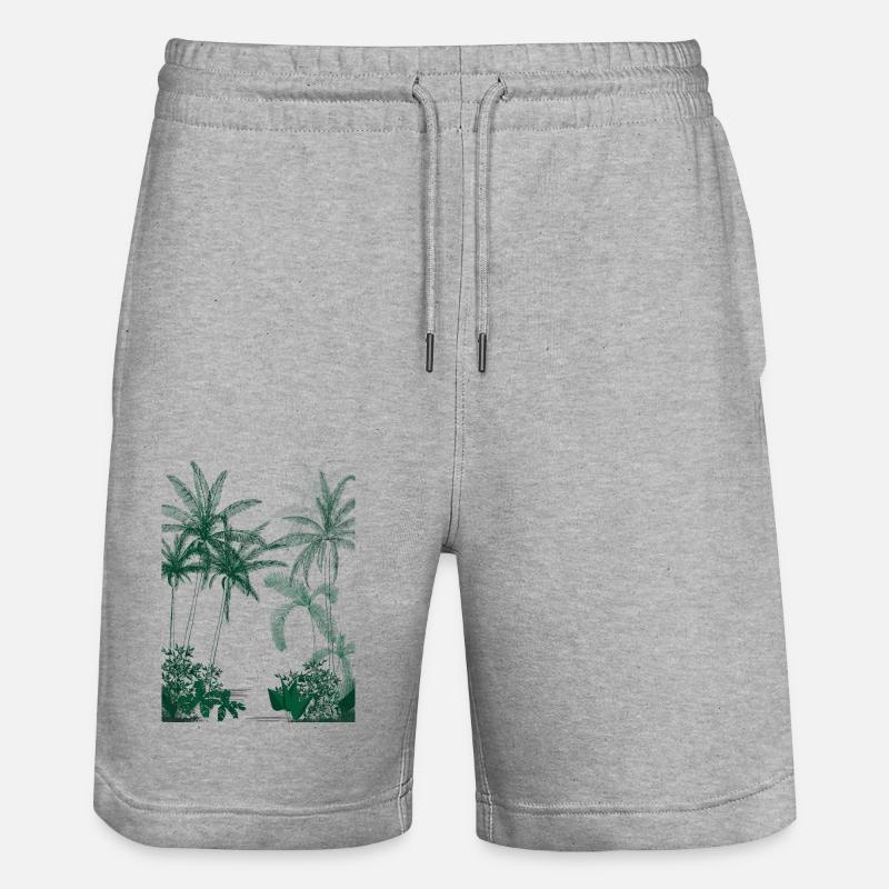 Foret tropical palmiers verts - Short de jogging bio TRAINER Stanley/Stella unisexe - gris chiné