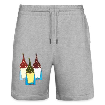 wichtel zwerge 3fach - Stanley/Stella Unisex Bio Joggingshorts Trainer  - Grau meliert - Vorne - Nik (191cm) & Marisol (170cm)