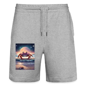 Sternzeichen Krebs - Stanley/Stella Unisex Bio Joggingshorts Trainer  - Grau meliert - Vorne - Nik (191cm) & Marisol (170cm)