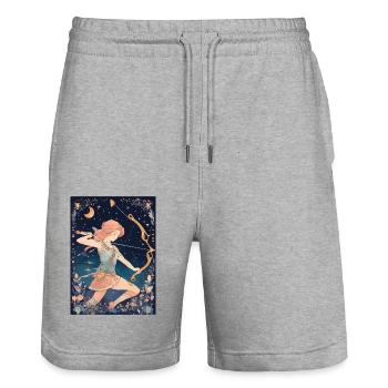 Sternzeichen Schütze - Stanley/Stella Unisex Bio Joggingshorts Trainer  - Grau meliert - Vorne - Nik (191cm) & Marisol (170cm)