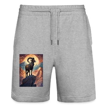 Sternzeichen Steinbock - Stanley/Stella Unisex Bio Joggingshorts Trainer  - Grau meliert - Vorne - Nik (191cm) & Marisol (170cm)