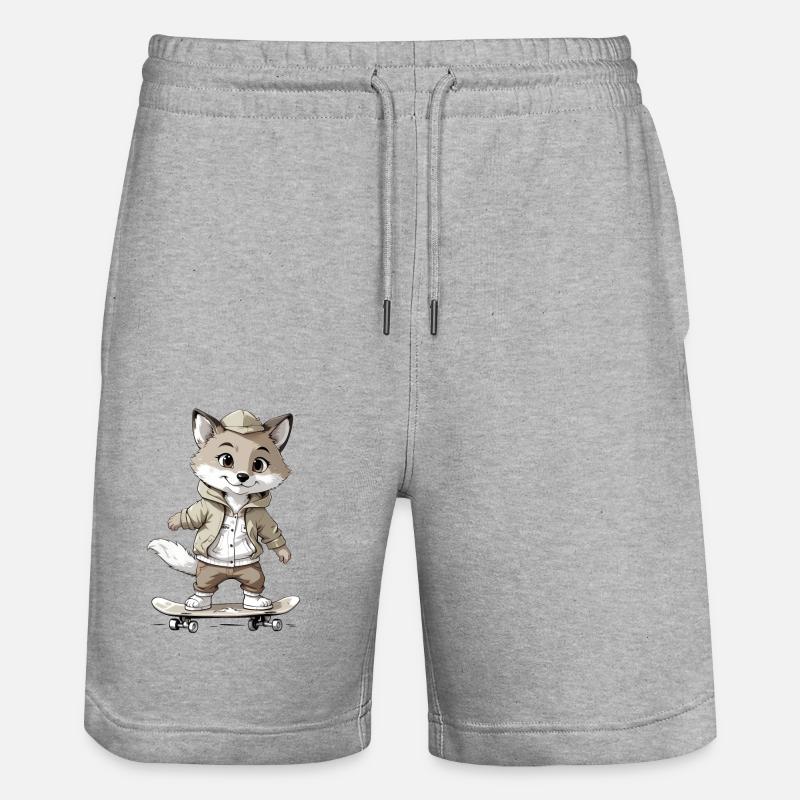 Little Fox Skateboarder Skateboard - Short de jogging bio TRAINER Stanley/Stella unisexe - gris chiné