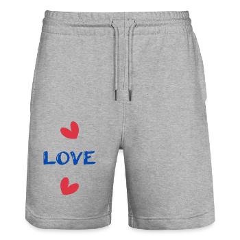 PAAR. VALENTINSTAG. GERADE VERHEIRATET. Junggesellinnenabschied. MARIES - Stanley/Stella Unisex Bio Joggingshorts Trainer  - Grau meliert - Vorne - Nik (191cm) & Marisol (170cm)