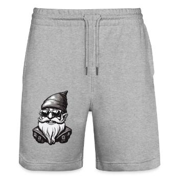 Gartenzwerg / Märchenland / Kobold / Gnom / Logo - Stanley/Stella Unisex Bio Joggingshorts Trainer  - Grau meliert - Vorne - Nik (191cm) & Marisol (170cm)