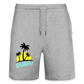 Dubaï - Short de jogging bio TRAINER Stanley/Stella unisexe - gris chiné - Devant - Nik (191cm) & Marisol (170cm)