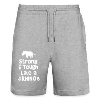 Strong and tough like a rhino - Stanley/Stella Trainer Unisex Organic Jogging Shorts - heather grey - Front - Nik (191cm) & Marisol (170cm)