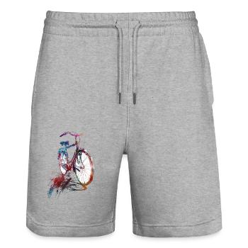 Cyclisme #cycling #sport #bike - Short de jogging bio TRAINER Stanley/Stella unisexe - gris chiné - Devant - Nik (191cm) & Marisol (170cm)