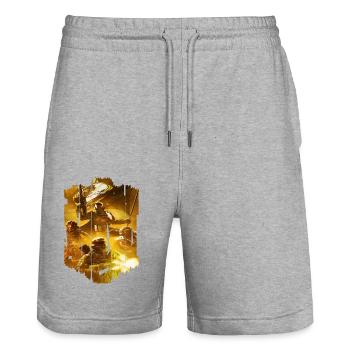computer pc game technology gamer gaming modern - Stanley/Stella Trainer Unisex Organic Jogging Shorts - heather grey - Front - Nik (191cm) & Marisol (170cm)