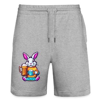 Easter Bunny / Easter / Eggs / Holidays / Easter - Stanley/Stella Trainer Unisex Organic Jogging Shorts - heather grey - Front - Nik (191cm) & Marisol (170cm)