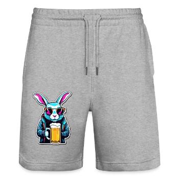 Osterhase / Ostern / Eier / Feiertage / Osterfest - Stanley/Stella Unisex Bio Joggingshorts Trainer  - Grau meliert - Vorne - Nik (191cm) & Marisol (170cm)