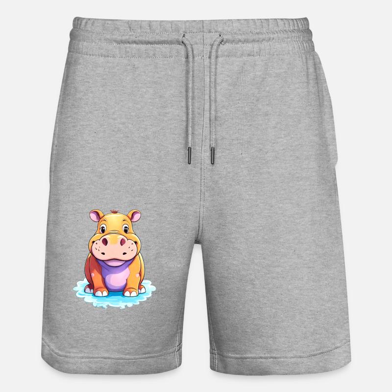Hippopotame Hippopotame Mignon - Short de jogging bio TRAINER Stanley/Stella unisexe - gris chiné