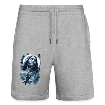 jesus bibel christliche religion christliches kreuz christlich - Stanley/Stella Unisex Bio Joggingshorts Trainer  - Grau meliert - Vorne - Nik (191cm) & Marisol (170cm)