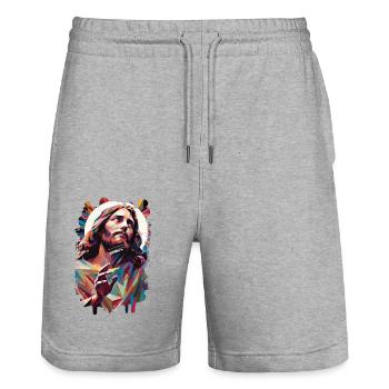 Jésus Bible Religion Chrétienne Croix Chrétienne Chrétienne - Short de jogging bio TRAINER Stanley/Stella unisexe - gris chiné - Devant - Nik (191cm) & Marisol (170cm)