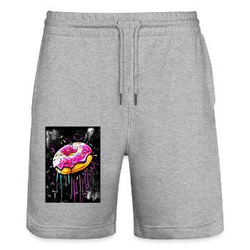 Donut-Graffiti-Stil - Stanley/Stella Unisex Bio Joggingshorts Trainer  - Grau meliert - Vorne - Nik (191cm) & Marisol (170cm)