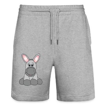 Kleiner süßer Esel - Stanley/Stella Unisex Bio Joggingshorts Trainer  - Grau meliert - Vorne - Nik (191cm) & Marisol (170cm)
