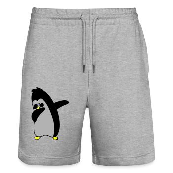 pinguin dabbing 02 - Stanley/Stella Unisex Bio Joggingshorts Trainer  - Grau meliert - Vorne - Nik (191cm) & Marisol (170cm)