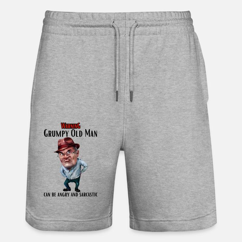 Warning Grumpy Old Man - Stanley/Stella Trainer Unisex Organic Jogging Shorts - heather grey