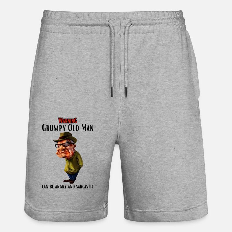 Warning Grumpy Old Man - Stanley/Stella Trainer Unisex Organic Jogging Shorts - heather grey