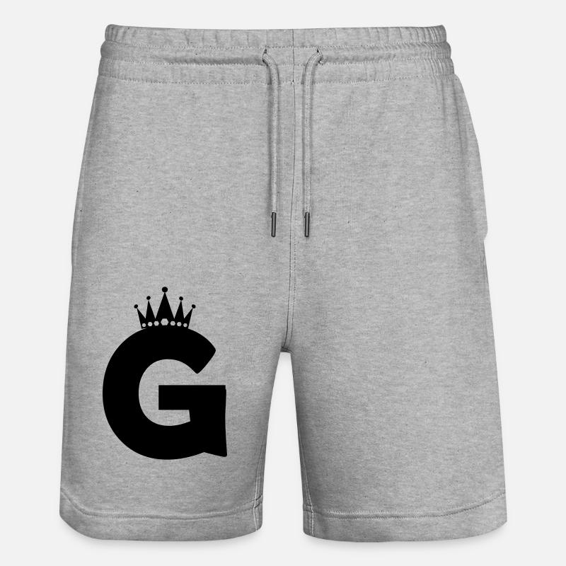 buchstabe G Krone - Stanley/Stella Unisex Bio Joggingshorts Trainer  - Grau meliert