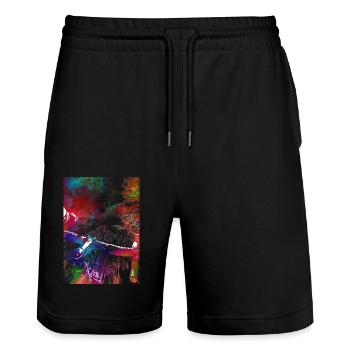 Cycling #cycling #sport #bike - Stanley/Stella Trainer Unisex Organic Jogging Shorts - black - Front - Nik (191cm) & Marisol (170cm)