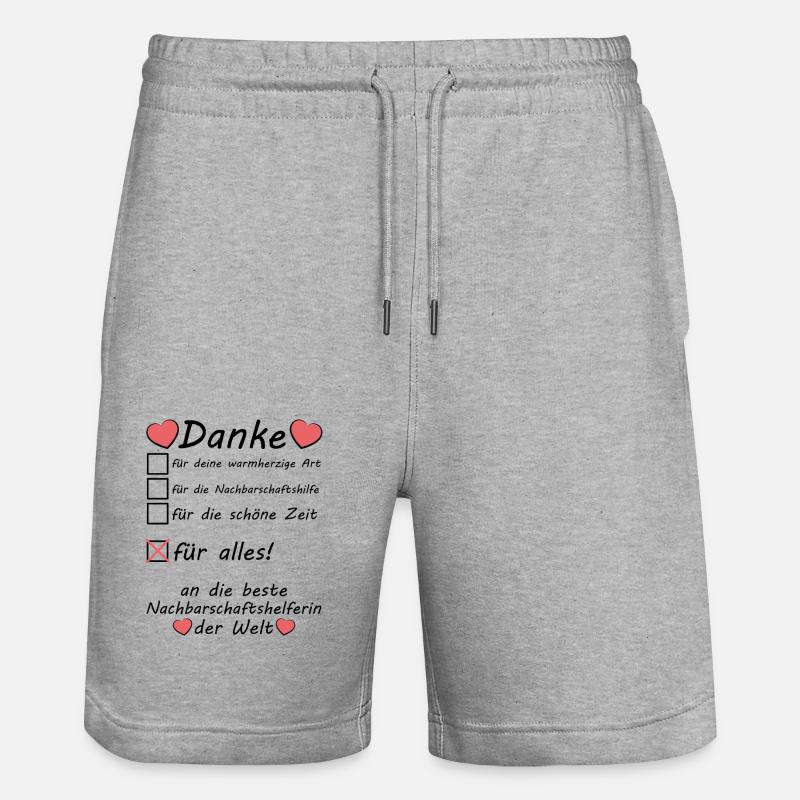 Nachbarschaftshelferin Nachbarschaftshilfe Danke - Stanley/Stella Unisex Bio Joggingshorts Trainer  - Grau meliert