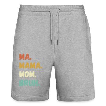 mom, bruh, Sprüche, lustig, humor - Stanley/Stella Unisex Bio Joggingshorts Trainer  - Grau meliert - Vorne - Nik (191cm) & Marisol (170cm)