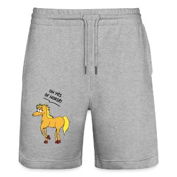 Lustiger Spruch Bild Witzig Humor Geschenkidee - Stanley/Stella Unisex Bio Joggingshorts Trainer  - Grau meliert - Vorne - Nik (191cm) & Marisol (170cm)