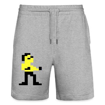 Pixelart martial de Pixelii - Short de jogging bio TRAINER Stanley/Stella unisexe - gris chiné - Devant - Nik (191cm) & Marisol (170cm)