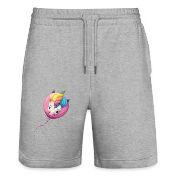 Einhorn Ballon - Stanley/Stella Unisex Bio Joggingshorts Trainer  - Grau meliert - Vorne - Nik (191cm) & Marisol (170cm)