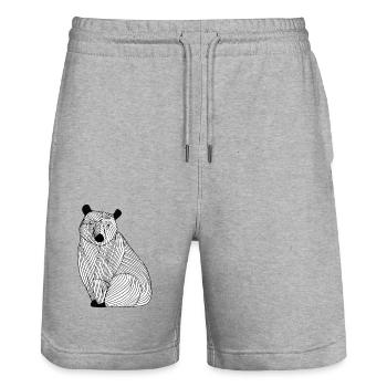 Lines art animal bear - Stanley/Stella Trainer Unisex Organic Jogging Shorts - heather grey - Front - Nik (191cm) & Marisol (170cm)