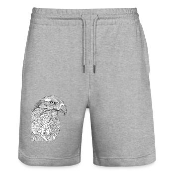 Lines art eagle #eagle - Stanley/Stella Trainer Unisex Organic Jogging Shorts - heather grey - Front - Nik (191cm) & Marisol (170cm)