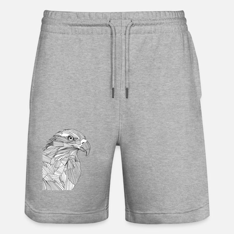 Linien Kunst Adler #eagle - Stanley/Stella Unisex Bio Joggingshorts Trainer  - Grau meliert