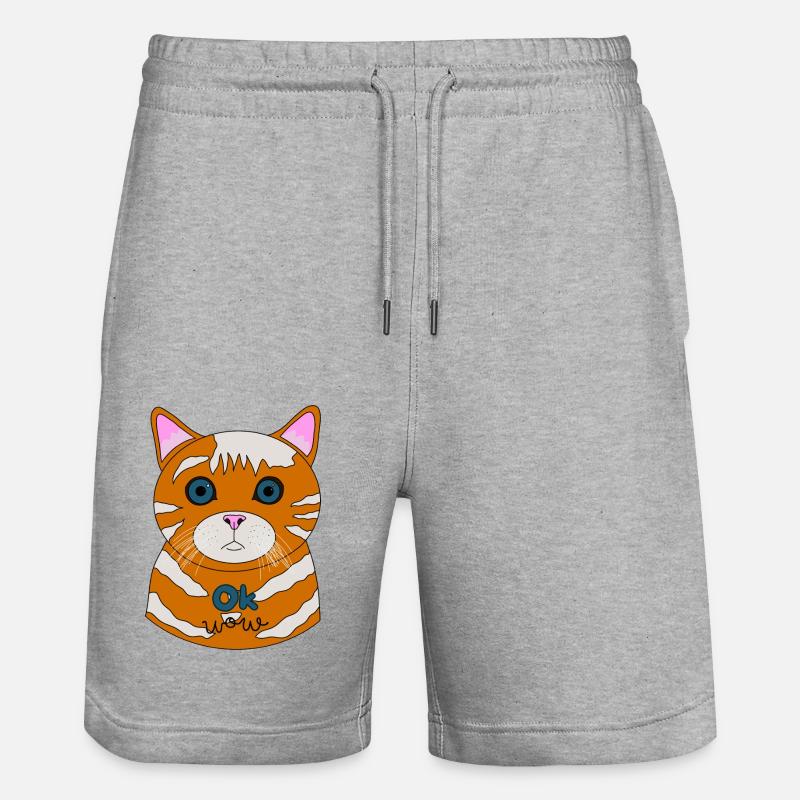 Chat étonné Ok Wow - Short de jogging bio TRAINER Stanley/Stella unisexe - gris chiné
