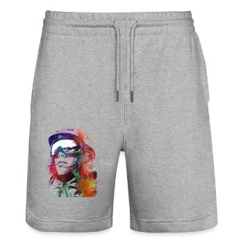 Mountaineer sport art #sport - Stanley/Stella Trainer Unisex Organic Jogging Shorts - heather grey - Front - Nik (191cm) & Marisol (170cm)