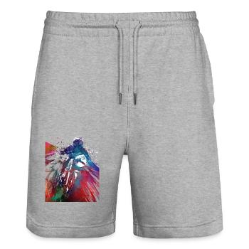 Motor racing #motor #sport - Stanley/Stella Trainer Unisex Organic Jogging Shorts - heather grey - Front - Nik (191cm) & Marisol (170cm)