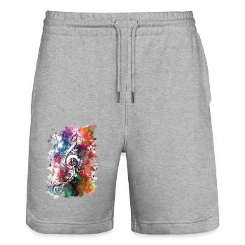 Clé de musique pour violon - Short de jogging bio TRAINER Stanley/Stella unisexe - gris chiné - Devant - Nik (191cm) & Marisol (170cm)