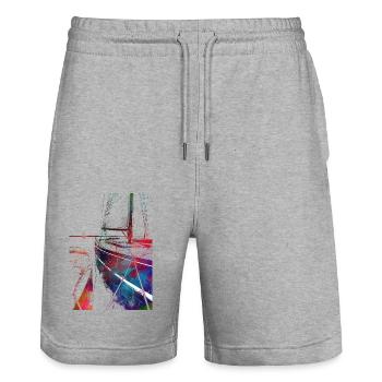 Courses de yachts, sport, art #yachting - Short de jogging bio TRAINER Stanley/Stella unisexe - gris chiné - Devant - Nik (191cm) & Marisol (170cm)
