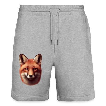 Fox - Stanley/Stella Trainer Unisex Organic Jogging Shorts - heather grey - Front - Nik (191cm) & Marisol (170cm)