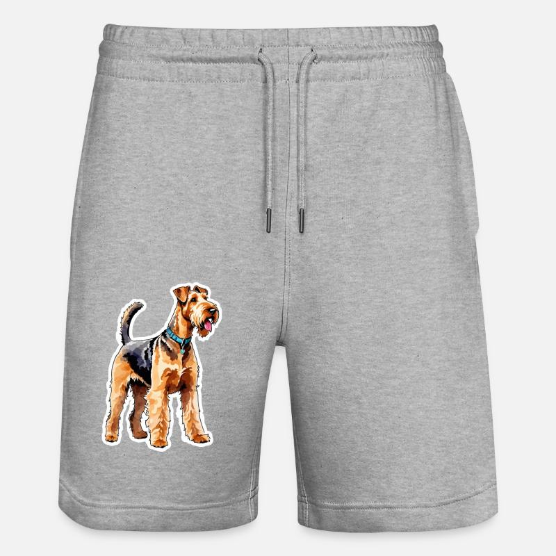 Airedale Terrier Aquarelle - Short de jogging bio TRAINER Stanley/Stella unisexe - gris chiné