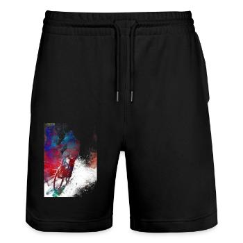 Bicycle sport art - Stanley/Stella Trainer Unisex Organic Jogging Shorts - black - Front - Nik (191cm) & Marisol (170cm)