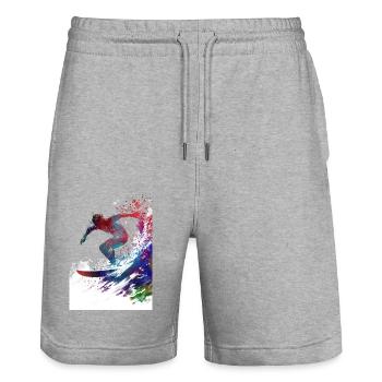 Surfer sport art #surfer #sport - Stanley/Stella Trainer Unisex Organic Jogging Shorts - heather grey - Front - Nik (191cm) & Marisol (170cm)