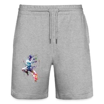 Taekwondo-Sportkunst #sport #taekwondo - Stanley/Stella Unisex Bio Joggingshorts Trainer  - Grau meliert - Vorne - Nik (191cm) & Marisol (170cm)