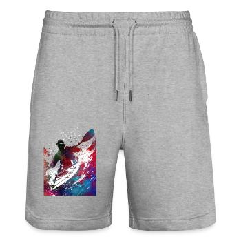 Art sportif du kayak#kayak - Short de jogging bio TRAINER Stanley/Stella unisexe - gris chiné - Devant - Nik (191cm) & Marisol (170cm)
