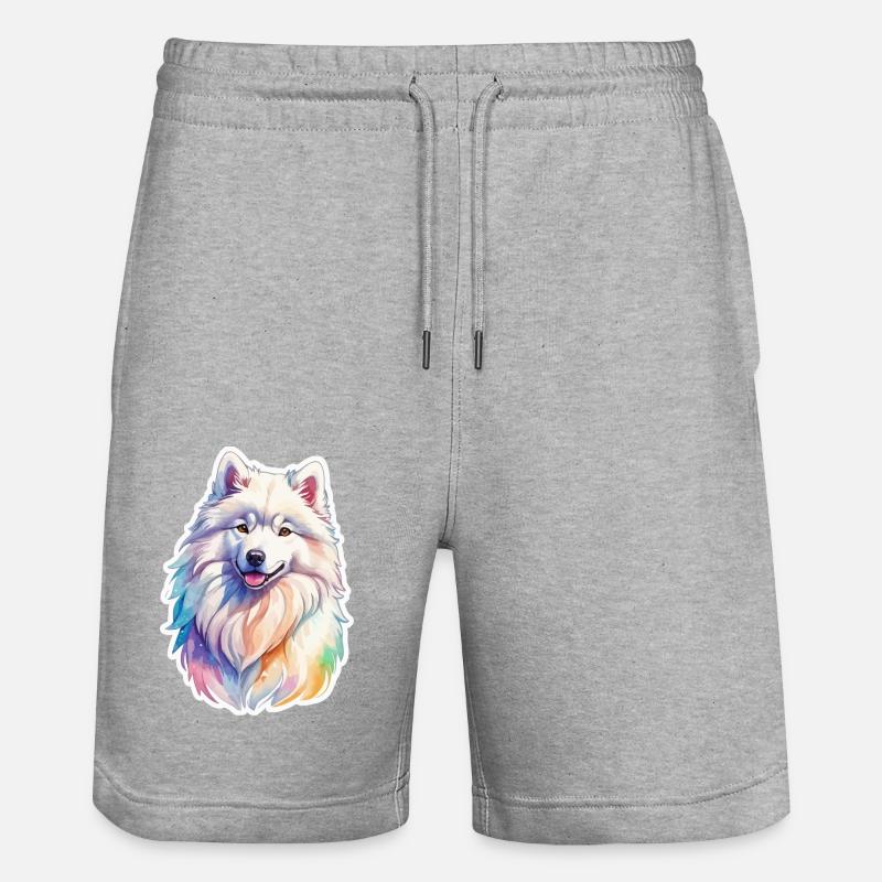 Aquarelles Samoyède - Short de jogging bio TRAINER Stanley/Stella unisexe - gris chiné