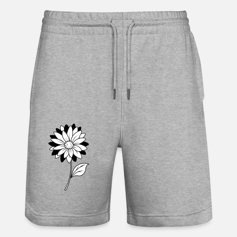 Fleur - Noir et Blanc - Short de jogging bio TRAINER Stanley/Stella unisexe - gris chiné