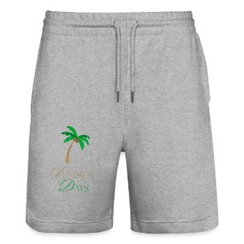 Ambiance estivale - Short de jogging bio TRAINER Stanley/Stella unisexe - gris chiné - Devant - Nik (191cm) & Marisol (170cm)