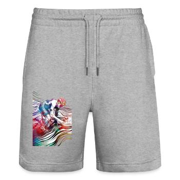 Radfahren Radsport Kunst #cycling - Stanley/Stella Unisex Bio Joggingshorts Trainer  - Grau meliert - Vorne - Nik (191cm) & Marisol (170cm)