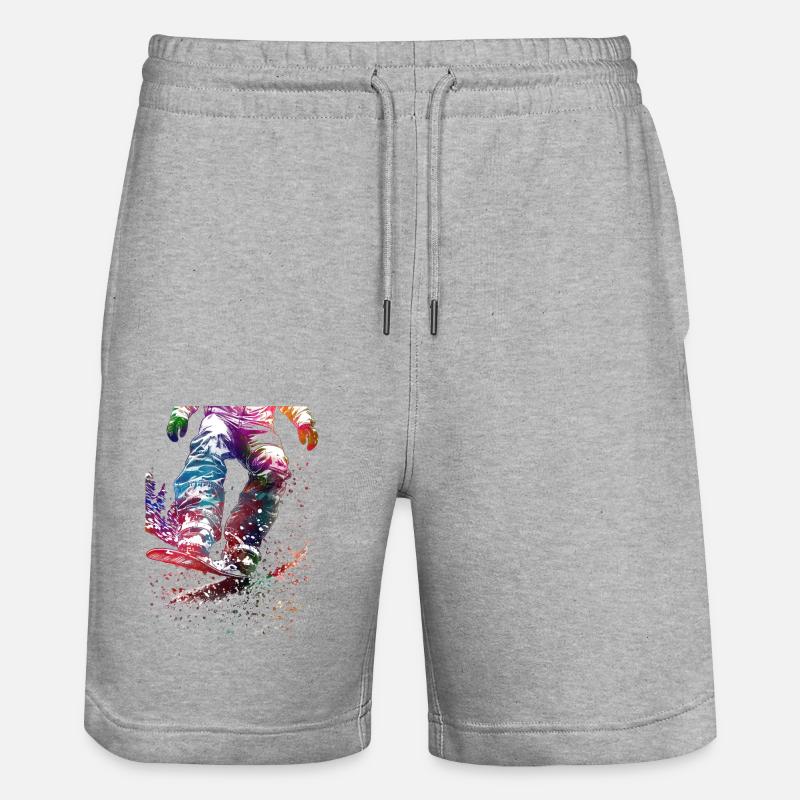 Snowboard sport art #snowboard - Short de jogging bio TRAINER Stanley/Stella unisexe - gris chiné