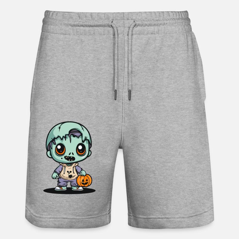 Zombie Halloween Bande dessinée effrayante - Short de jogging bio TRAINER Stanley/Stella unisexe - gris chiné