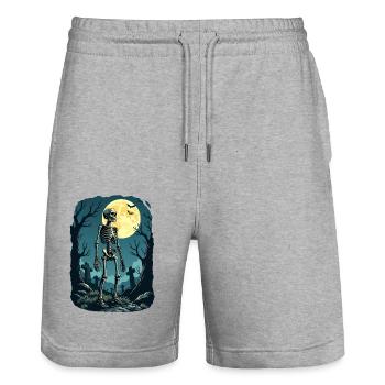Skeleton in wood - Short de jogging bio TRAINER Stanley/Stella unisexe - gris chiné - Devant - Nik (191cm) & Marisol (170cm)